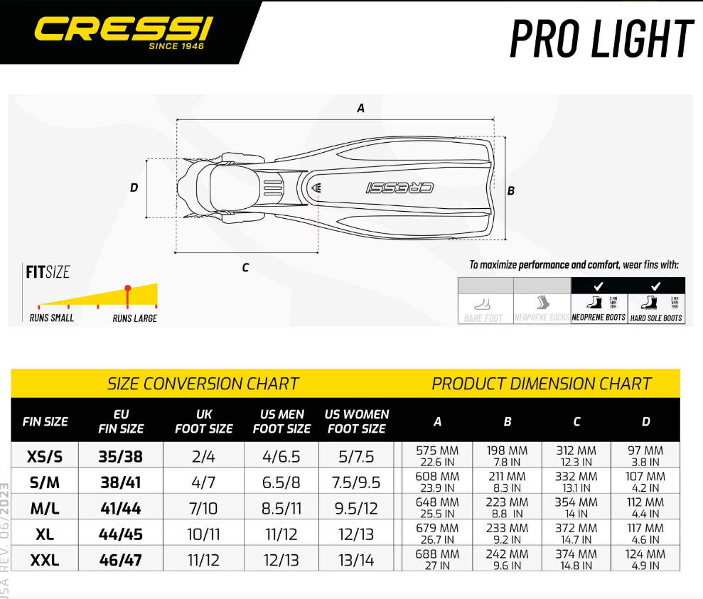 Cressi Pro Light Open Heel Fin